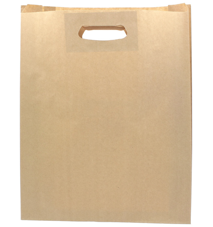 Sac en papier Kraft Anses Découpées 41+10x42cm (250 Utés) Sac en papier Kraft Anses Découpées 41+10x42cm (250 Utés)