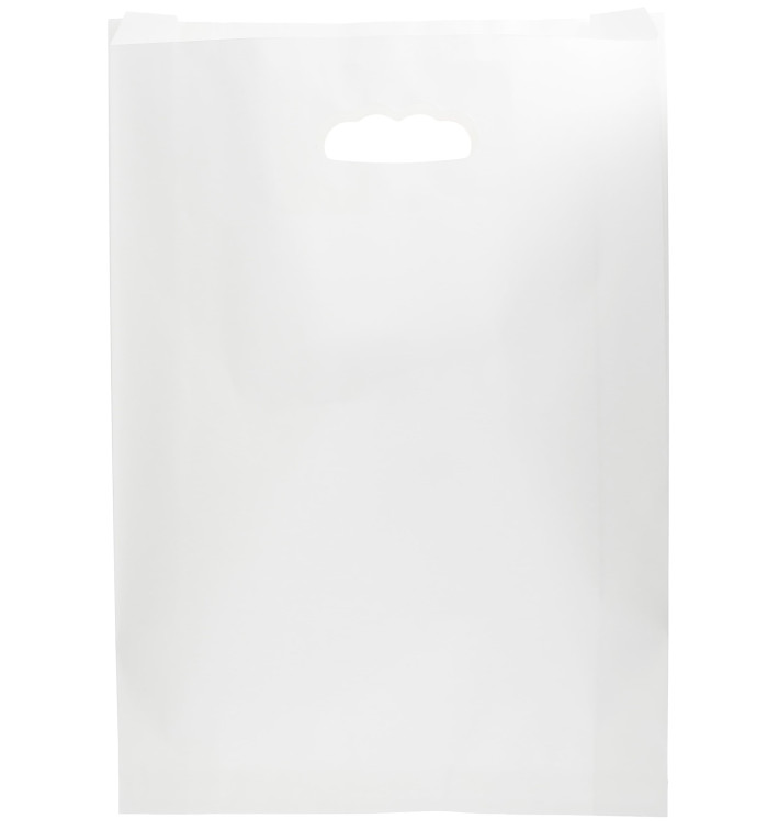 Sac en papier Blanc Anses Découpées 31+8x42cm (50 Utés)