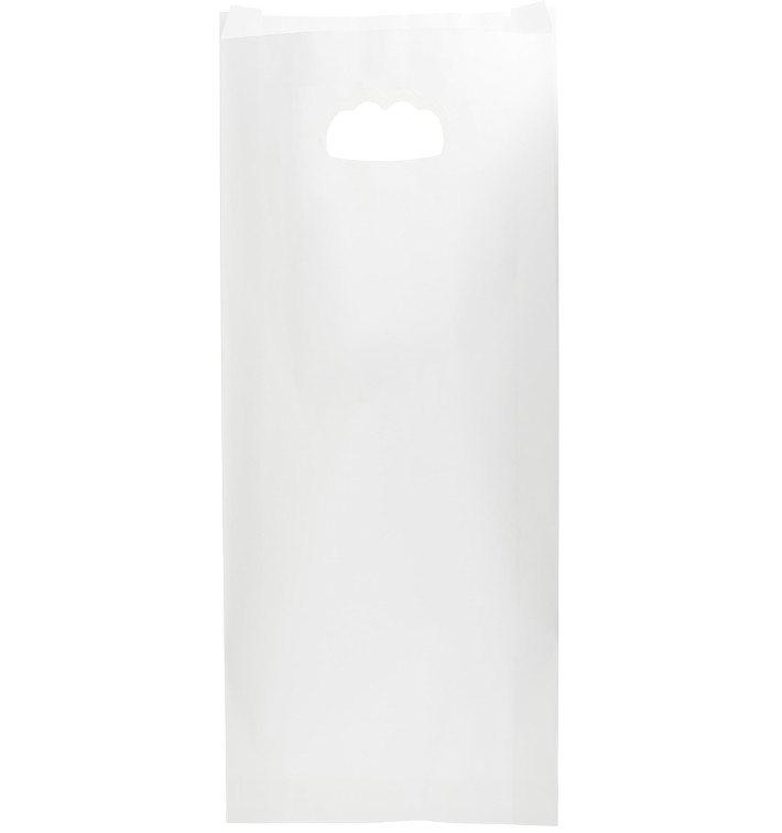 Sac en papier Blanc Anses Découpées 18+6x32cm (500 Utés) Sac en papier Blanc Anses Découpées 18+6x32cm (500 Utés)