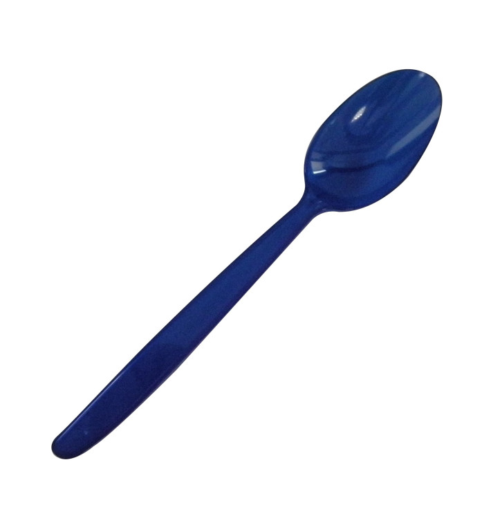 Petite cuillère à gelace Plastique PS Bleu 155mm (50 Unités)