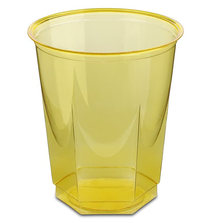 Gobelet Plastique Hexagonal Jaune PS Cristal 250ml (10 Utés) Gobelet Plastique Hexagonal Jaune PS Cristal 250ml (10 Utés)