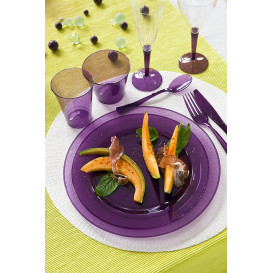 Assiette Plastique Extra Dur Aubergine 26cm (6 Unités)