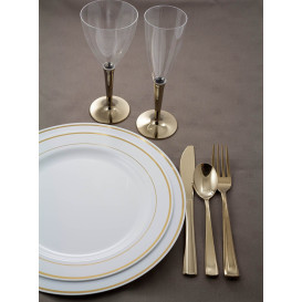 Assiette en Plastique Dur avec Liseré Or 26cm (90 Utés)