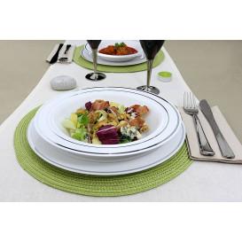 Assiette Plastique Creuse Dur Liseré Argent 23cm (20 Utés)