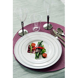 Assiette en Plastique Dur avec Liseré Argent 15cm (200 Utés)