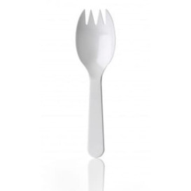 Fourchette Plastique SPORK Blanche 98mm (1000 Unités)