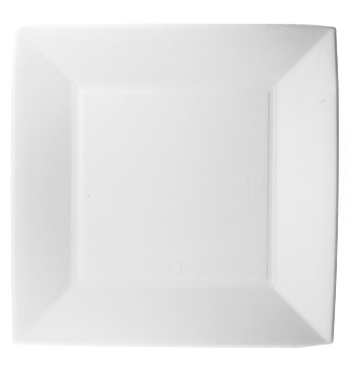 Assiette Carrée Canne à Sucre Blanc Nice 230x230mm (50 Utés)