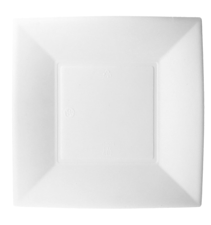 Assiette Carrée Canne à Sucre Blanc Nice 180x180mm(500 Utés) Assiette Carrée Canne à Sucre Blanc Nice 180x180mm(500 Utés)