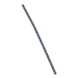 Paille Droite Papier Bleu et Blanc Ø6mm 20cm (6000 Utés)