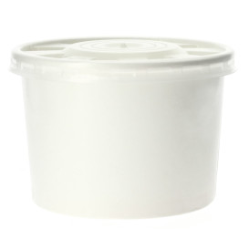 Pot en Carton Blanc avec Couvercle PP 250ml (50 Unités)