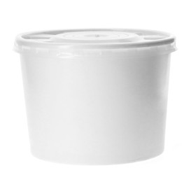 Pot en Carton Blanc avec Couvercle PP 350ml (50 Unités)