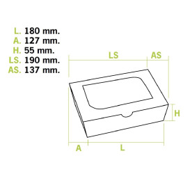 Boîte Carton avec Fenêtre 18x12,7x5,5cm 1000ml (25 Utés)