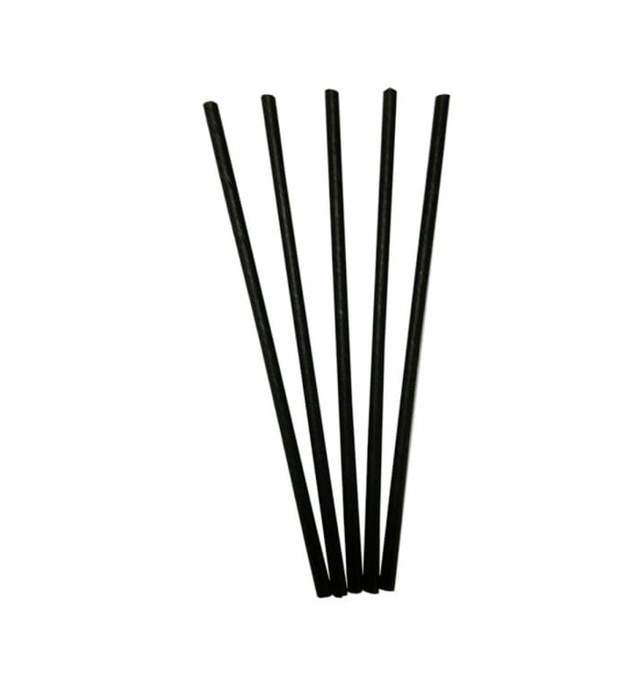 Paille Droite Papier Noir Ø6mm 20cm (3.000 Utés) Paille Droite Papier Noir Ø6mm 20cm (3.000 Utés)