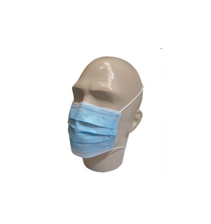 Masque Chirurgical Bleu 3 plis avec élastiques (1.000 Utés)