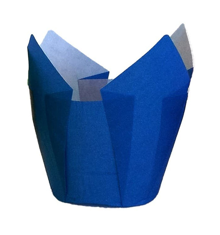 Caissette Muffin Tulipe Ø50x50/80 mm Bleu (125 Utés) Caissette Muffin Tulipe Ø50x50/80 mm Bleu (125 Utés)
