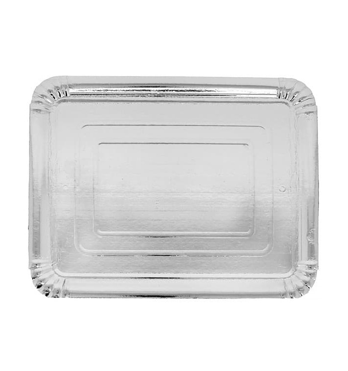 Plat rectangulaire en Carton Argenté 10x16 cm (2200 Unités)