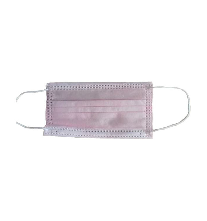 Masque Chirurgical Rose de 3 plis avec élastiques (50 Utés) Masque Chirurgical Rose de 3 plis avec élastiques (50 Utés)