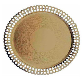 Assiette en Carton Ronde Dentelle Doré 26 cm (50 Utés)