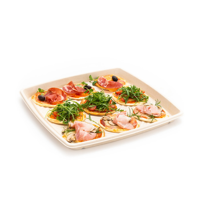 Plateau Canne à Sucre Carrée Naturel 40x40cm (25 Utés) Plateau Canne à Sucre Carrée Naturel 40x40cm (25 Utés)