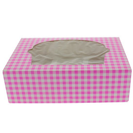 Boîte pour 6 Cupcakes Rose avec support (20 Unités)
