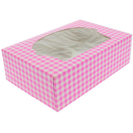 Boîte pour 6 Cupcakes Rose avec support (20 Unités)