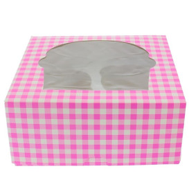 Boîte pour 4 Cupcakes Rose avec insert (140 Unités)