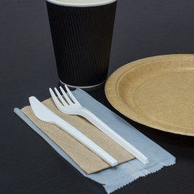 Kit Fourchette, Couteau, Serviette CPLA (10 Utés)