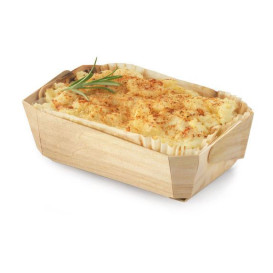 Barquette octogonale bois naturel avec papier cuisson 11x11x3,5cm - par 300  - RETIF