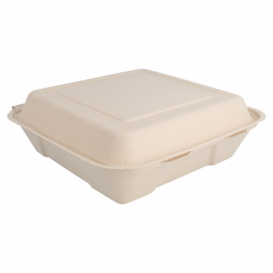 Boîte en Canne à Sucre Naturel 225x225x75mm (50 Utés)