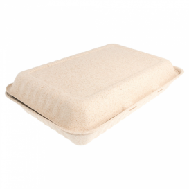 Boîte Canne à Sucre Couvercle à charnière Naturel 335x230x75mm (150 Utés)