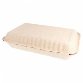 Boîte Canne à Sucre Couvercle à charnière Naturel 335x230x75mm (150 Utés)