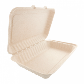 Boîte Canne à Sucre Couvercle à charnière Naturel 335x230x75mm (150 Utés)