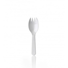 Fourchette Plastique SPORK Blanche 98mm (1000 Unités)