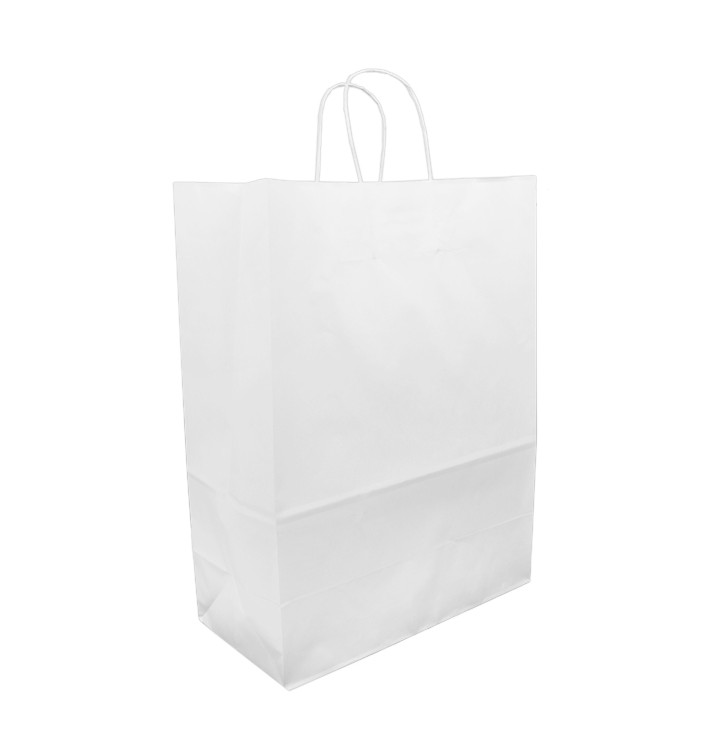 San en Papier Kraft Blanc avec Anses 90g 32+16x43 cm (50 Utés) San en Papier Kraft Blanc avec Anses 90g 32+16x43 cm (50 Utés)