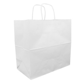 Sac en Papier Kraft Blanc avec Anses 90g 32+16x31 cm (250 Utés)