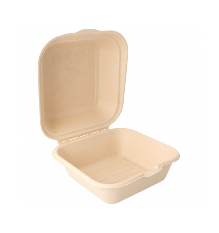 Boîte en Canne à Sucre Naturel 152x152x84mm (600 Utés) Boîte en Canne à Sucre Naturel 152x152x84mm (600 Utés)