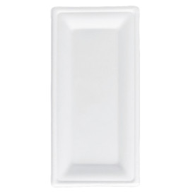 Plateau Canne à Sucre Bagasse Blanc 25,5x12,7 cm (500 Utés)