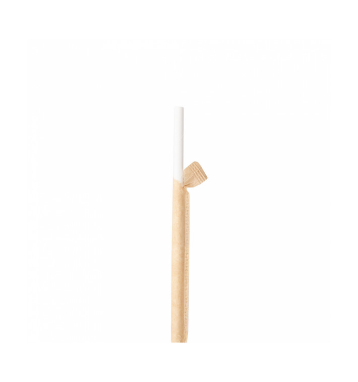 Paille Papier Blanc Emballée Kraft Ø6mm 21cm (6000 Utés) Paille Papier Blanc Emballée Kraft Ø6mm 21cm (6000 Utés)