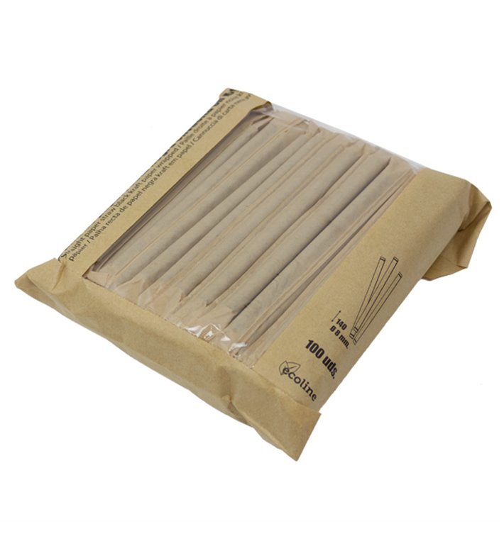 Paille Papier Naturel Emballée Kraft Ø6mm 14cm (6000 Utés) Paille Papier Naturel Emballée Kraft Ø6mm 14cm (6000 Utés)