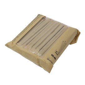 Paille Papier Naturel Emballée Kraft  Ø6mm 14cm (250 Utés)