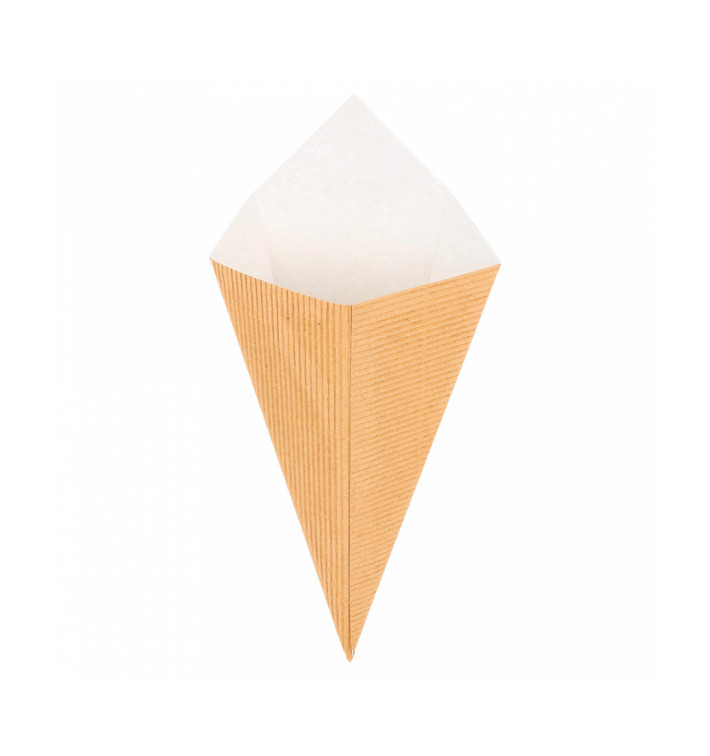 Cornet Ondulé Carton Kraft 220mm 100g (100 Unités) Cornet Ondulé Carton Kraft 220mm 100g (100 Unités)