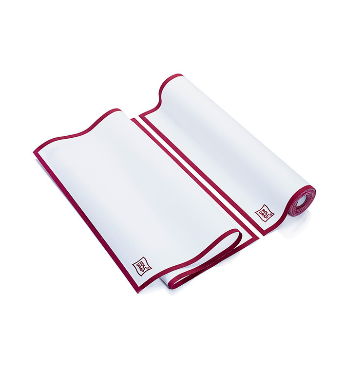 Torchons "Roll Drap" avec Bandes Bordeaux 40x64cm P64cm (10 Utés) Torchons "Roll Drap" avec Bandes Bordeaux 40x64cm P64cm (10 Utés)