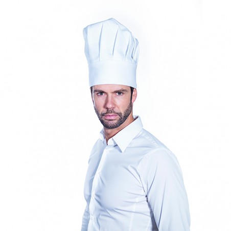 Toque de chef cuisinier - polyester et coton - Haut. 35cm Diam. 19cm -  Décors du monde