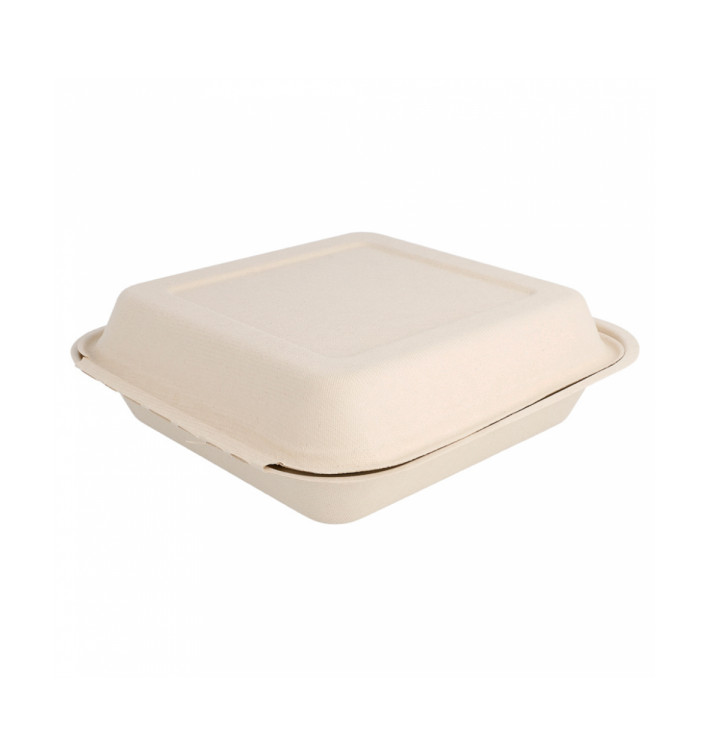 Boîte Bio en Canne à Sucre Naturel 20x20x7,5cm (50 Utés) Boîte Bio en Canne à Sucre Naturel 20x20x7,5cm (50 Utés)