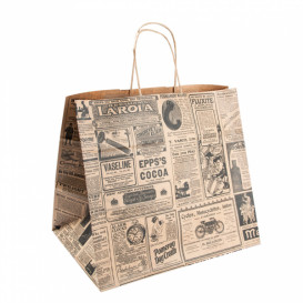 Sac Papier Kraft Naturel times et Anses 26+14x32 cm (250 Utés)