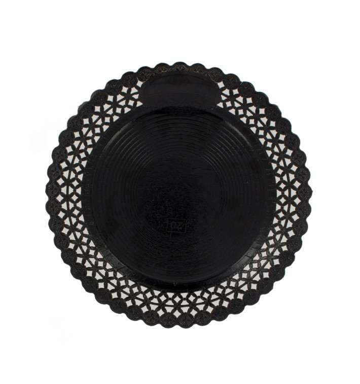 Assiette en Carton Ronde Dentelle Noir 20 cm (100 Utés)