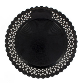 Assiette en Carton Ronde Dentelle Noir 20 cm (50 Utés)