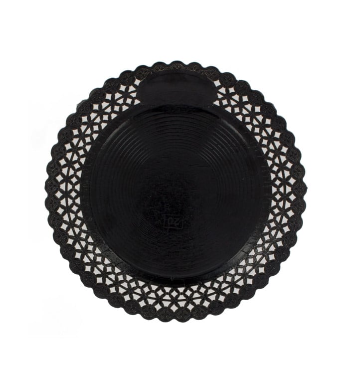 Assiette en Carton Ronde Dentelle Noir 32 cm (100 Utés) Assiette en Carton Ronde Dentelle Noir 32 cm (100 Utés)