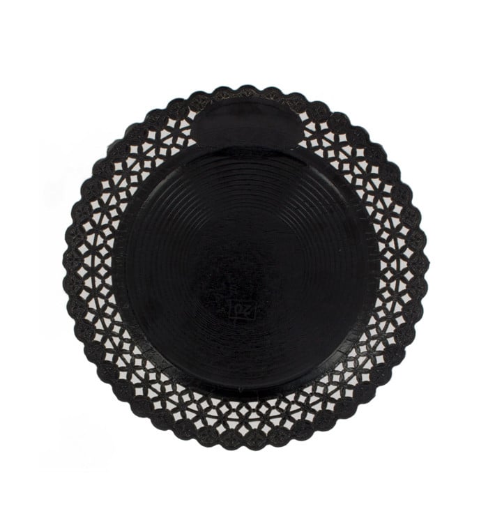 Assiette en Carton Ronde Dentelle Noir 32 cm (100 Utés)