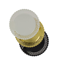 Assiette en Carton Ronde Dentelle Doré 38 cm (100 Utés)